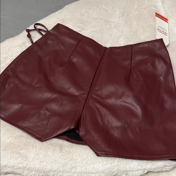 Burgundy Faux Leather Mini Skirt - Picture 8 of 12